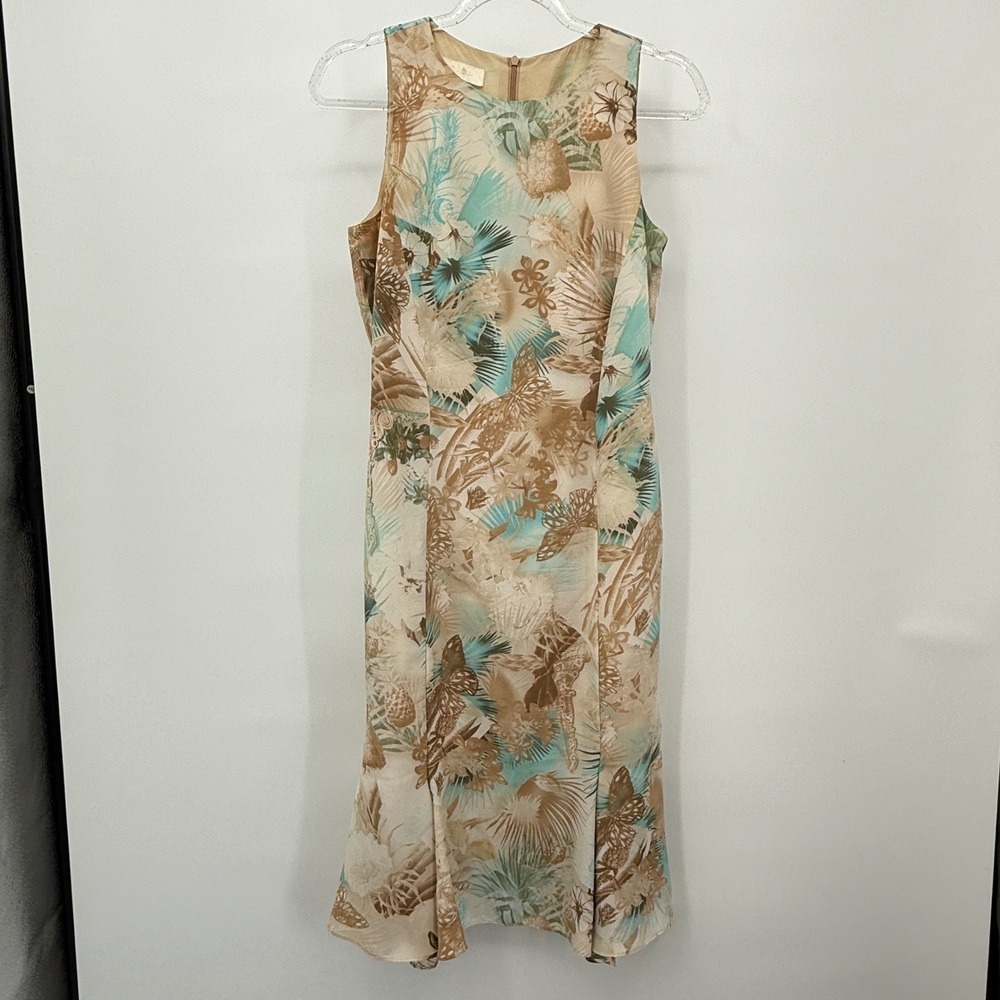 VTg Escada Silk Dress Floral Butterfly Sleeveless Midi Dress Sz S‎ 36 Fairy Y2K